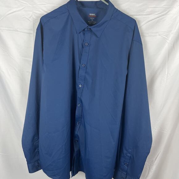 Mix & NY Men’s Dark Blue Performance Button Down Shirt Slim Fit XXL - Picture 1 of 8
